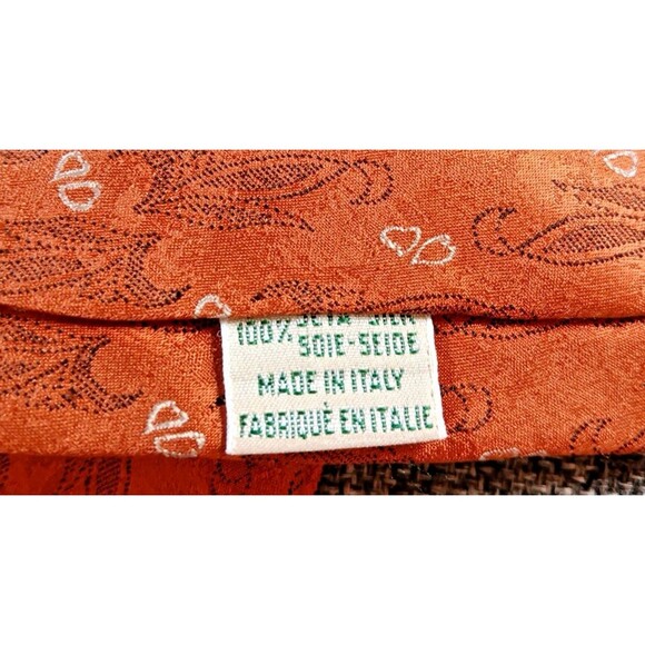 Tie 70s 80s 90s Y2K Mens Joseph Abboud Silk Rust Orange Brown 4 Wide 57 Long - Picture 5 of 6